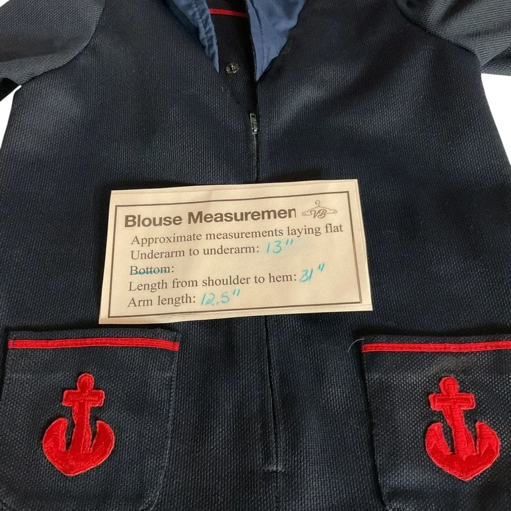 Vintage Homemade Marine Sailor Collared Zip Front Romper Onesie Size 2T SEE NOTE